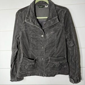 Eddie‎ Bauer gray corduroy snap up blazer. Size Medium.